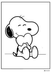 Snoopy Coloring Page Hugging a Heart