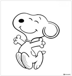 Snoopy Coloring Page Jumping with Joy