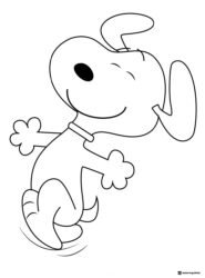 Snoopy Coloring Page Leaping with Joy