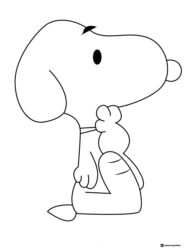 Snoopy Coloring Page Sitting and Thinking