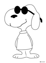 Snoopy Coloring Page Wearing Round Sunglasses