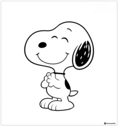 Snoopy Coloring Page with a happy expression