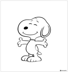 Snoopy Coloring Page with open arms and happy face