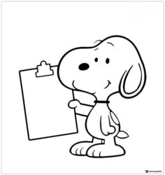 Snoopy Coloring Sheet Holding a Blank Clipboard