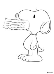 Snoopy Coloring Sheet Holding a Blanket
