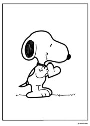 Snoopy Coloring Sheet Holding a Heart