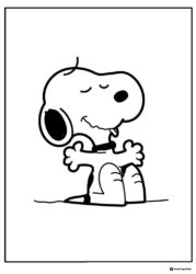 Snoopy Coloring Sheet Sitting with Arms Open