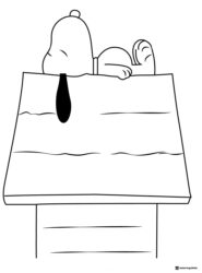 Snoopy Coloring Sheet Sleeping on Doghouse