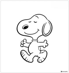 Snoopy Coloring Sheet Walking Happily