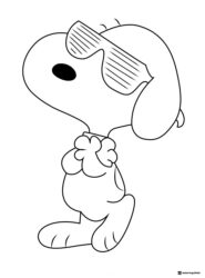 Snoopy Coloring Sheet Wearing Striped Sunglasses