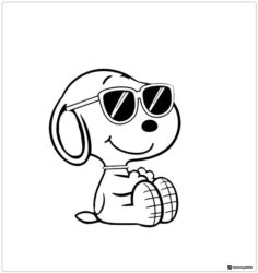 Snoopy Coloring Sheet Wearing Sunglasses
