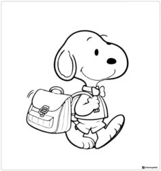 Snoopy Coloring Sheet with Backpack and Bow Tie