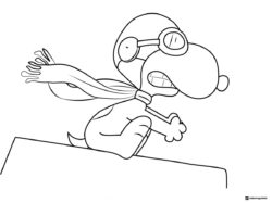 Snoopy Pilot Coloring Page on his Doghouse