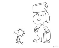 Snoopy and Woodstock as a businessman coloring page