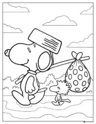 Snoopy and Woodstock as hobo travelers Coloring Page
