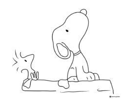 Snoopy and Woodstock looking at each other coloring sheet