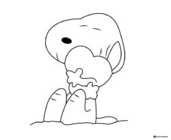 Snoopy holding a heart coloring page