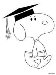 Snoopy in a graduation cap coloring page