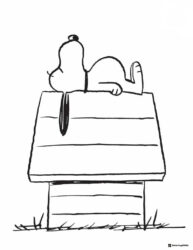 Snoopy sleeping on top of his doghouse Coloring Page