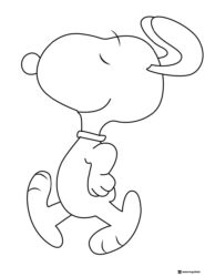 Snoopy walking with closed eyes coloring page