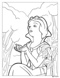 Snow White Holding Bird Coloring Page