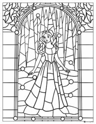 Snow White Stained Glass Coloring Page Design