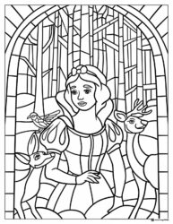 Snow White and Forest Animals Stained Glass