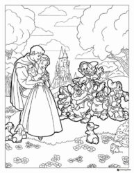 Snow White and Prince Charming with Dwarfs Outside