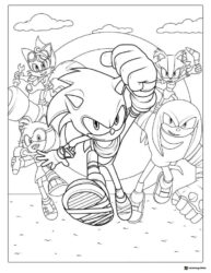 Sonic Boom Team Action Coloring Page with Friends