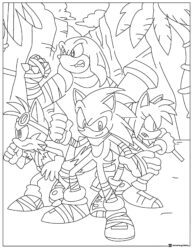 Sonic Boom team action coloring page