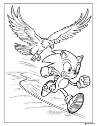 Sonic Coloring Page with Fierce Eagle in High Speed Chase