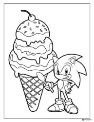 Sonic Coloring Sheet with Giant Ice Cream Cone