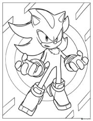 Sonic Coloring Sheet with Rings and Fierce Power Stance