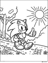 Sonic Giving Thumbs Up on Sunny Path Coloring Sheet