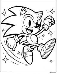 Sonic Happily Jumping with Sparkles Coloring Page