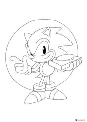 Sonic Holding Controller Coloring Page with Thumbs Up