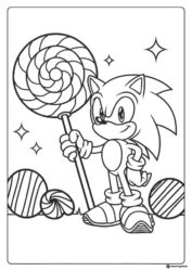 Sonic Holding Giant Lollipop Coloring Sheet with Candy
