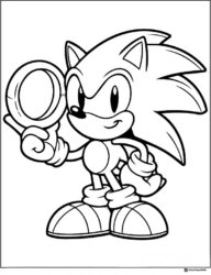 Sonic Holding Up a Classic Gold Ring Coloring Page
