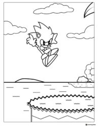 Sonic Jumping Over Chasm Coloring Page