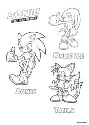 Sonic Knuckles and Tails Coloring Page 1