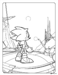 Sonic Looking Out Coloring Page at a distant city