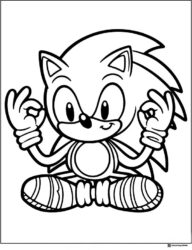 Sonic Meditating in Yoga Pose Coloring Page