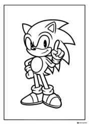 Sonic Pointing Up with Finger Coloring Page