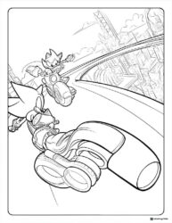 Sonic Racing Coloring Page on a futuristic track