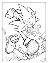 Sonic Running Coloring Page on Rocky Terrain
