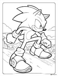 Sonic Running Coloring Page on an open path