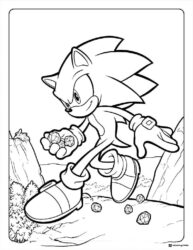 Sonic Running Coloring Page with collected gems