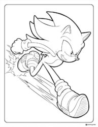 Sonic Running Coloring Page with speed lines