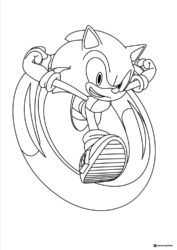Sonic Running Through Ring Coloring Page