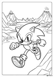 Sonic Running Through Volcanic Landscape Coloring Sheet